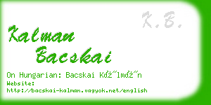 kalman bacskai business card